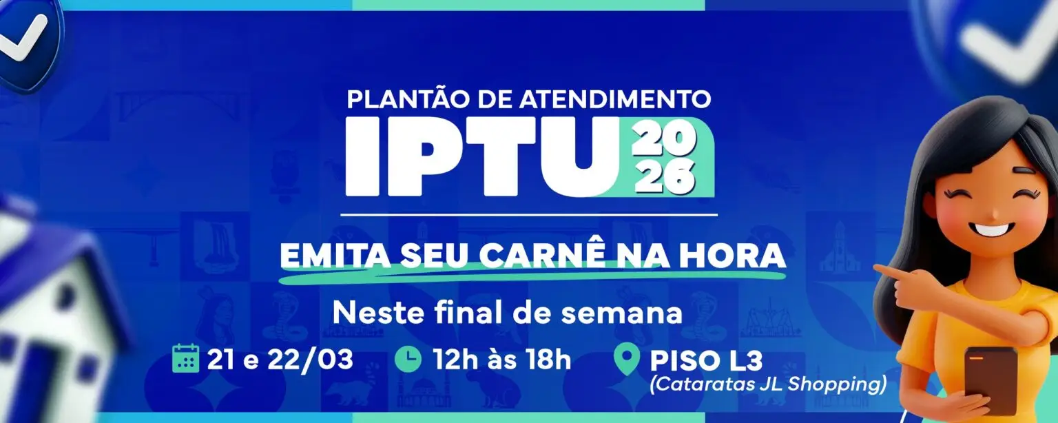 IPTU 2026 distribuição de carnês em shoppings de Foz