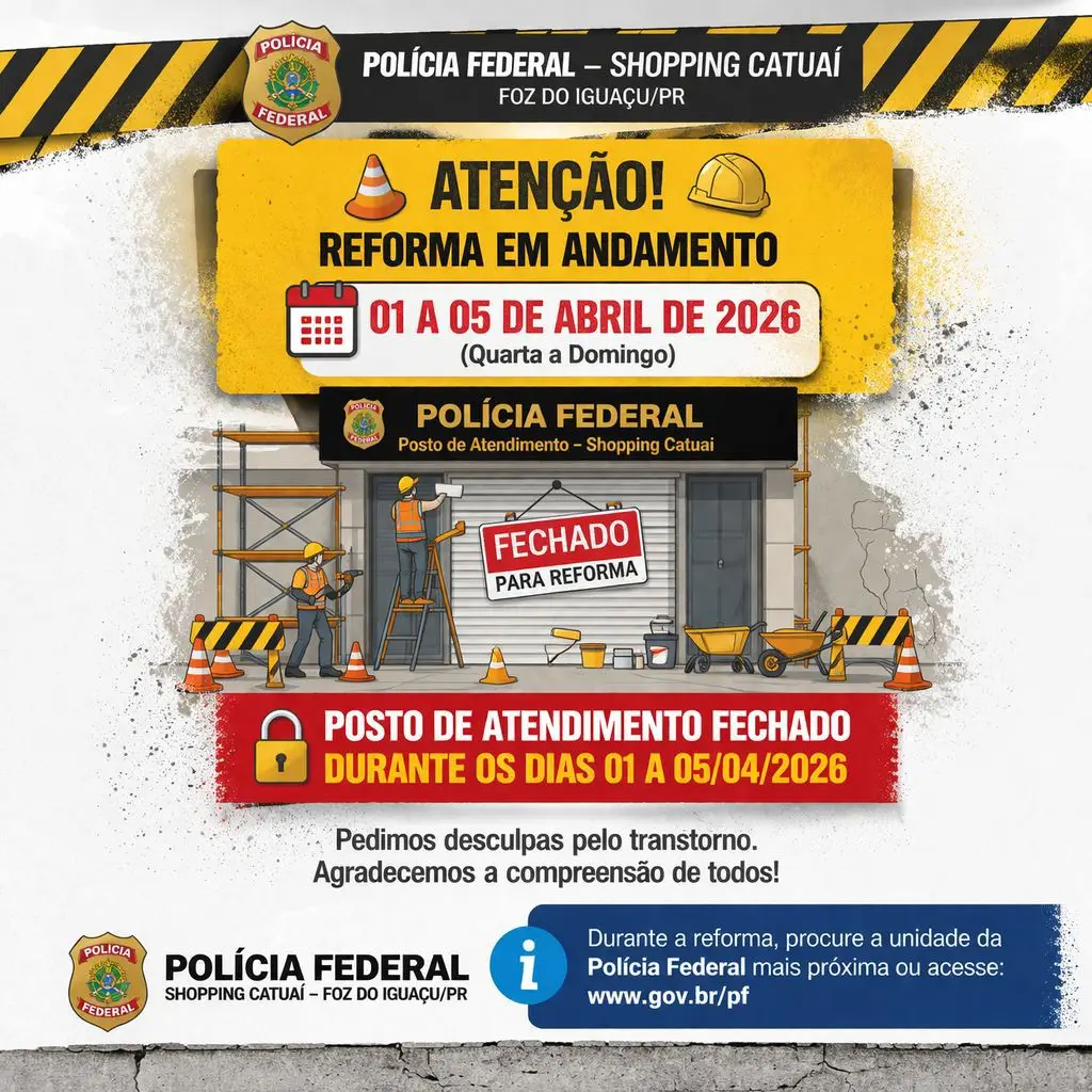 Polícia Federal de Foz suspende atendimento para mudança de setor